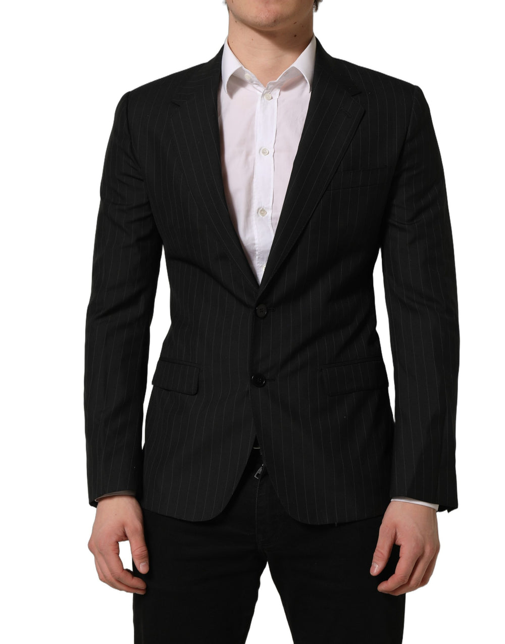 Dolce & Gabbana Striped Wool Blazer in Black