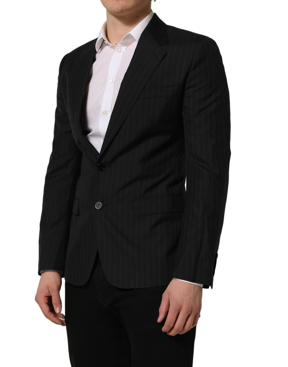 Dolce & Gabbana Striped Wool Blazer in Black