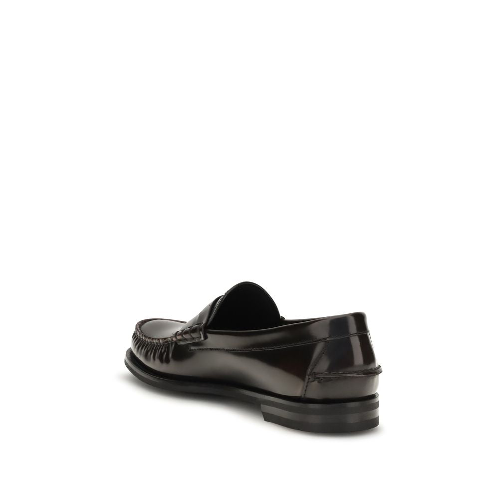 Prada Calf Leather Slip-On Loafers in Brown