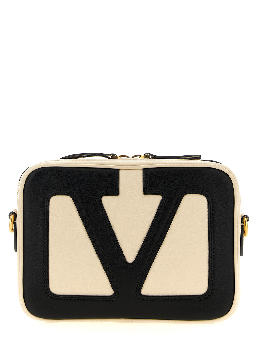 Valentino Garavani Bicolor Lamb Leather Crossbody Bag in White and Black