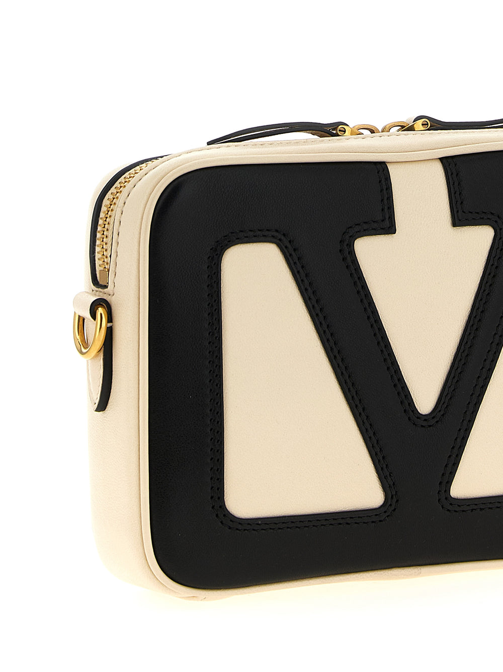 Valentino Garavani Bicolor Lamb Leather Crossbody Bag in White and Black