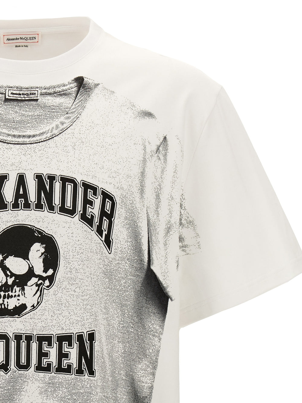Alexander McQueen Bicolor Cotton T-Shirt in White and Black