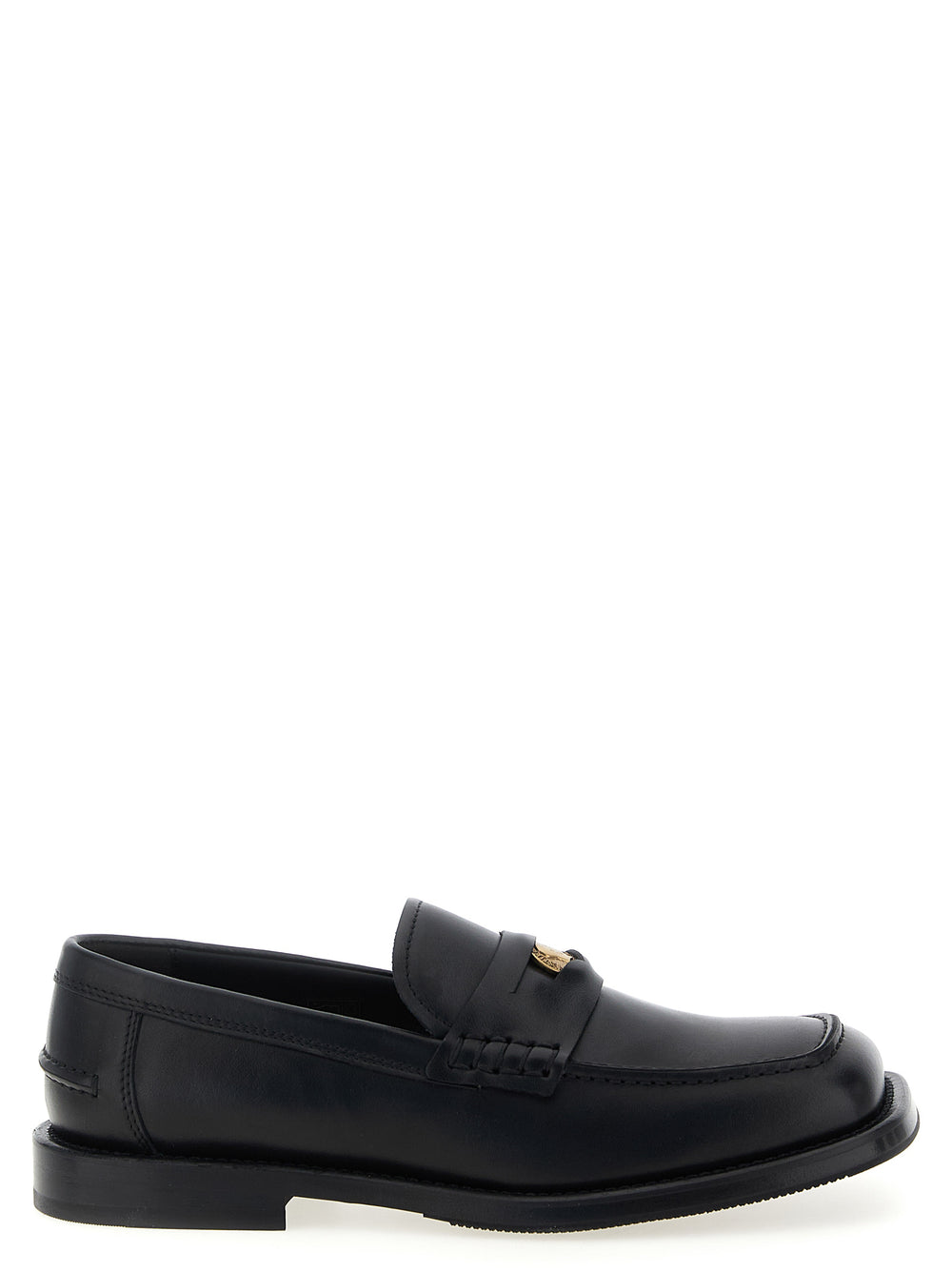 Moschino Velvet and Leather Slip-On Loafers in Black