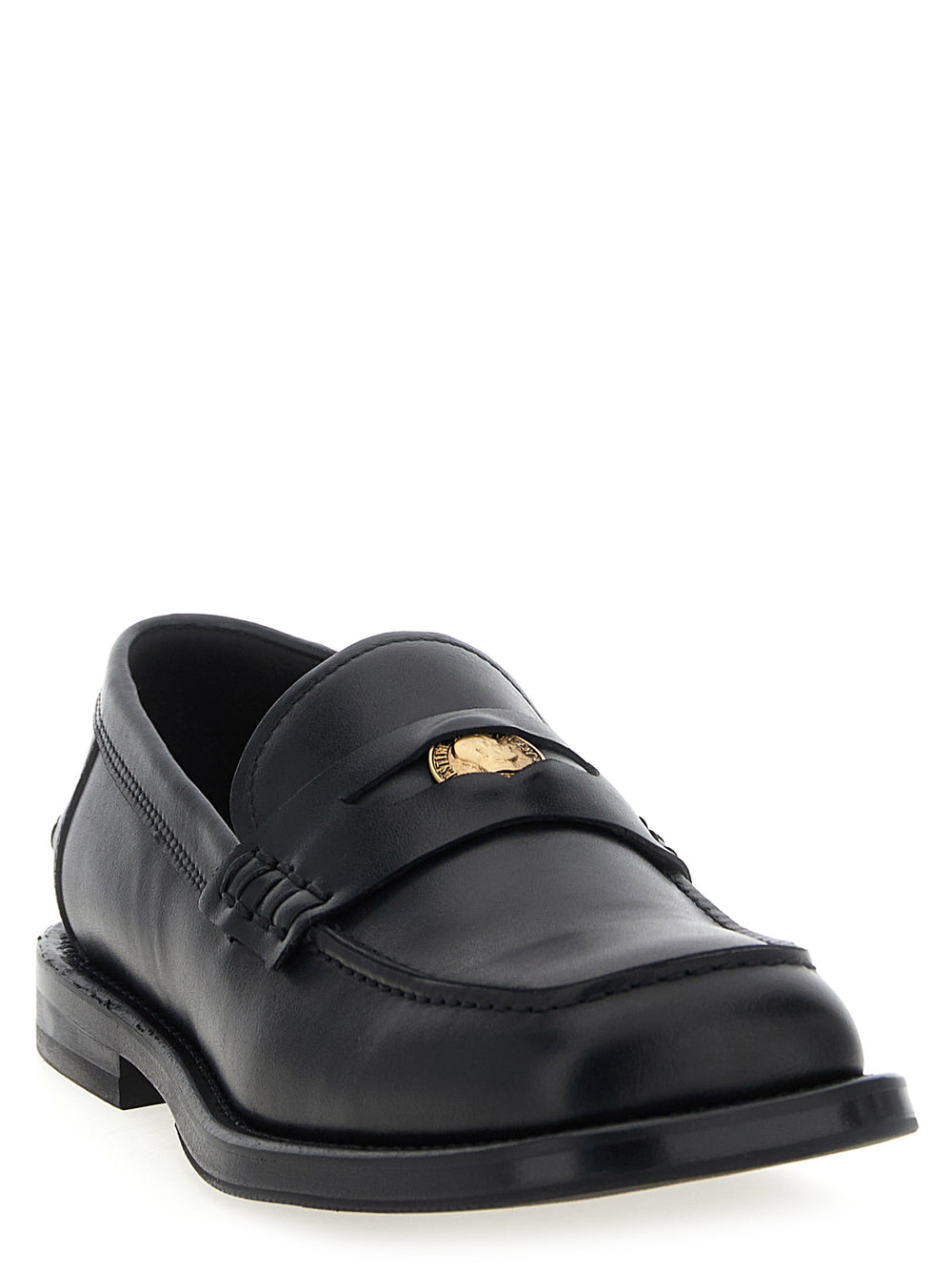 Moschino Velvet and Leather Slip-On Loafers in Black