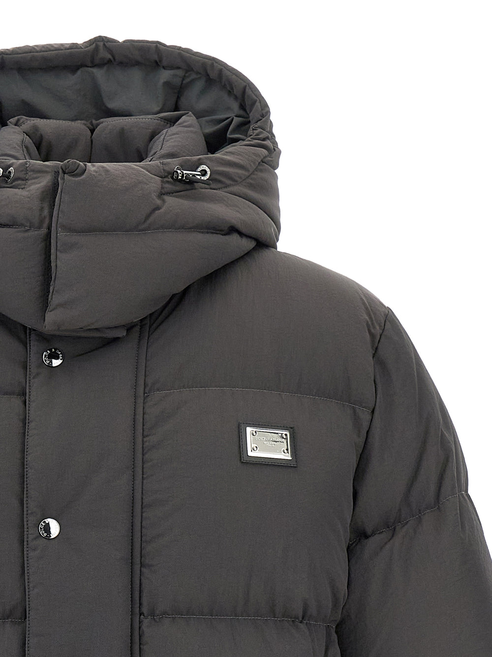 Gray Polyamide Full-Length Jacket