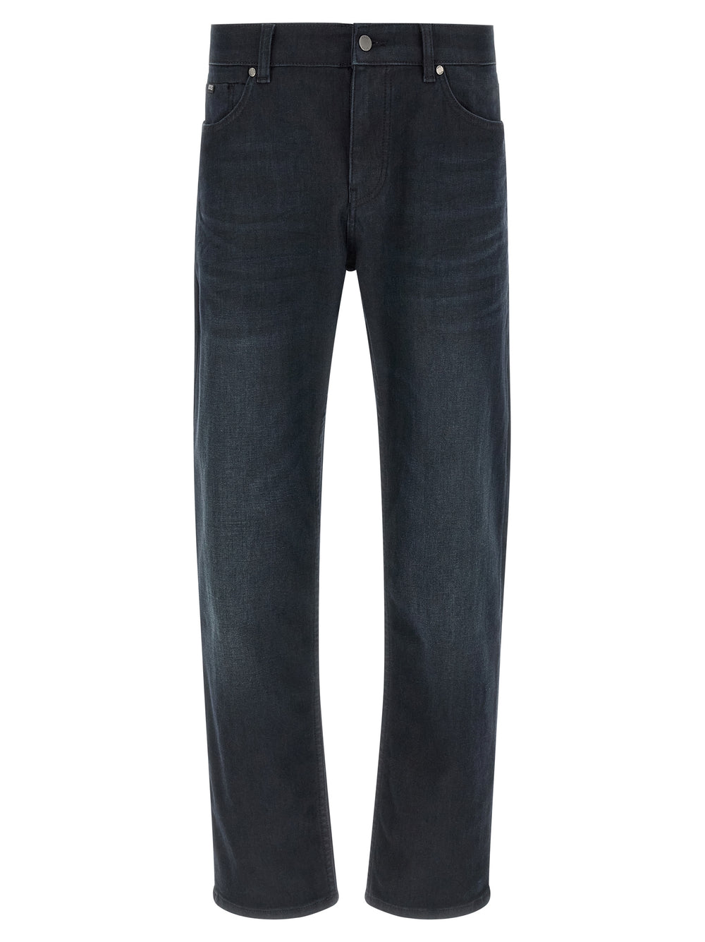 Blue Cotton Straight-Leg Jeans
