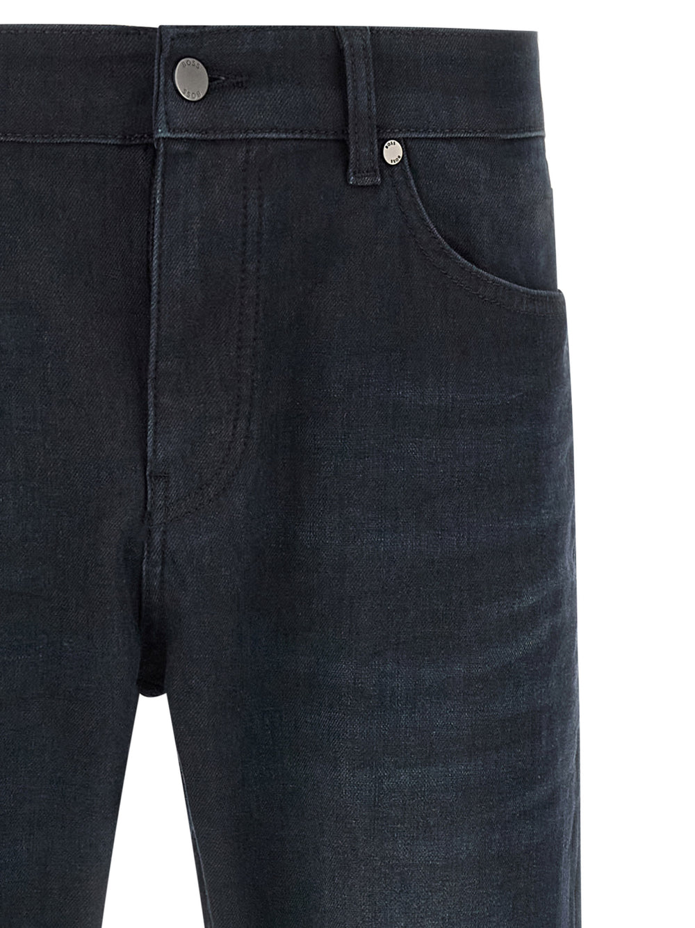 Blue Cotton Straight-Leg Jeans