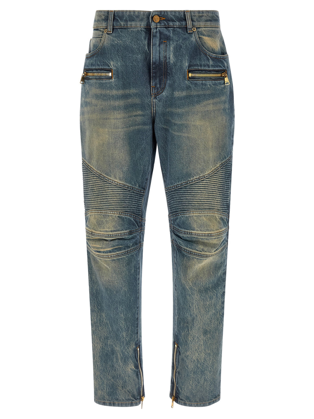 Balmain 100% Cotton Straight-Leg Jeans in Blue