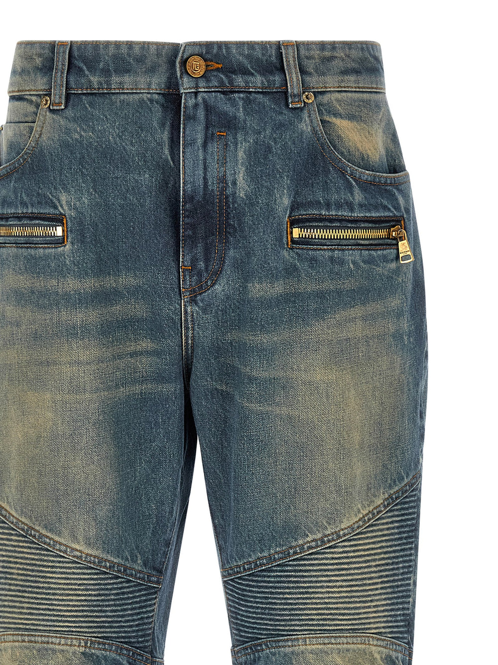 Balmain 100% Cotton Straight-Leg Jeans in Blue
