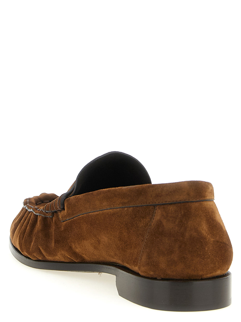 Saint Laurent Calfskin Slip-On Loafers in Brown