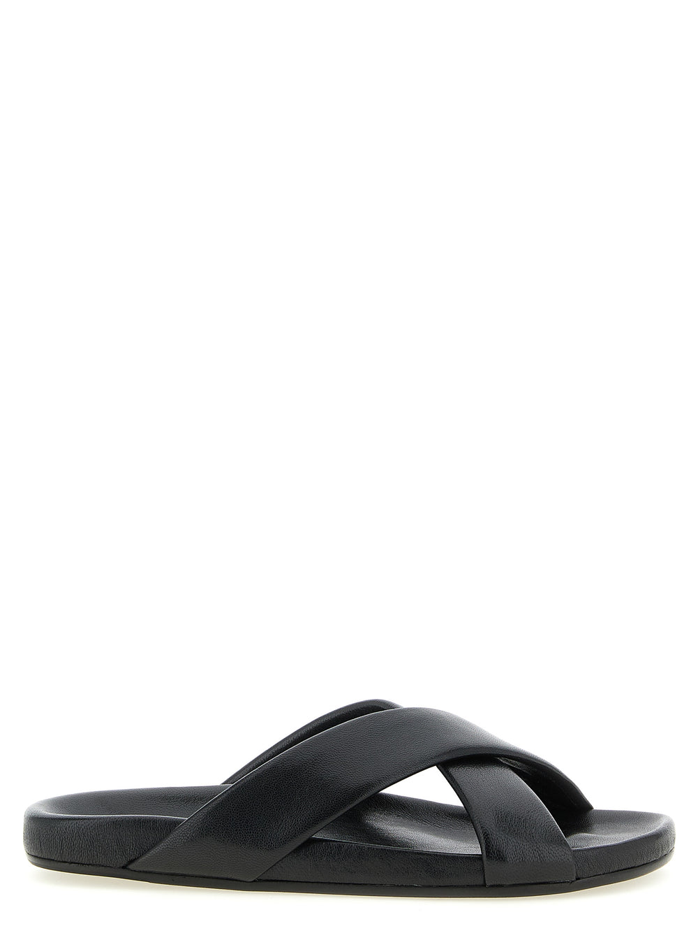 Saint Laurent Lamb Leather Slides in Black