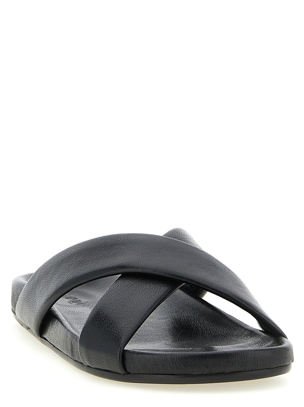 Saint Laurent Lamb Leather Slides in Black