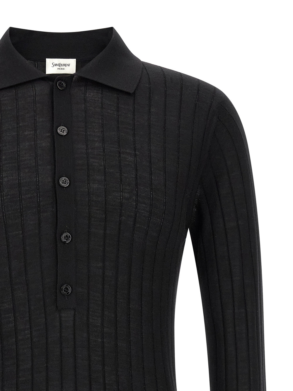 Black Wool Polo Shirt