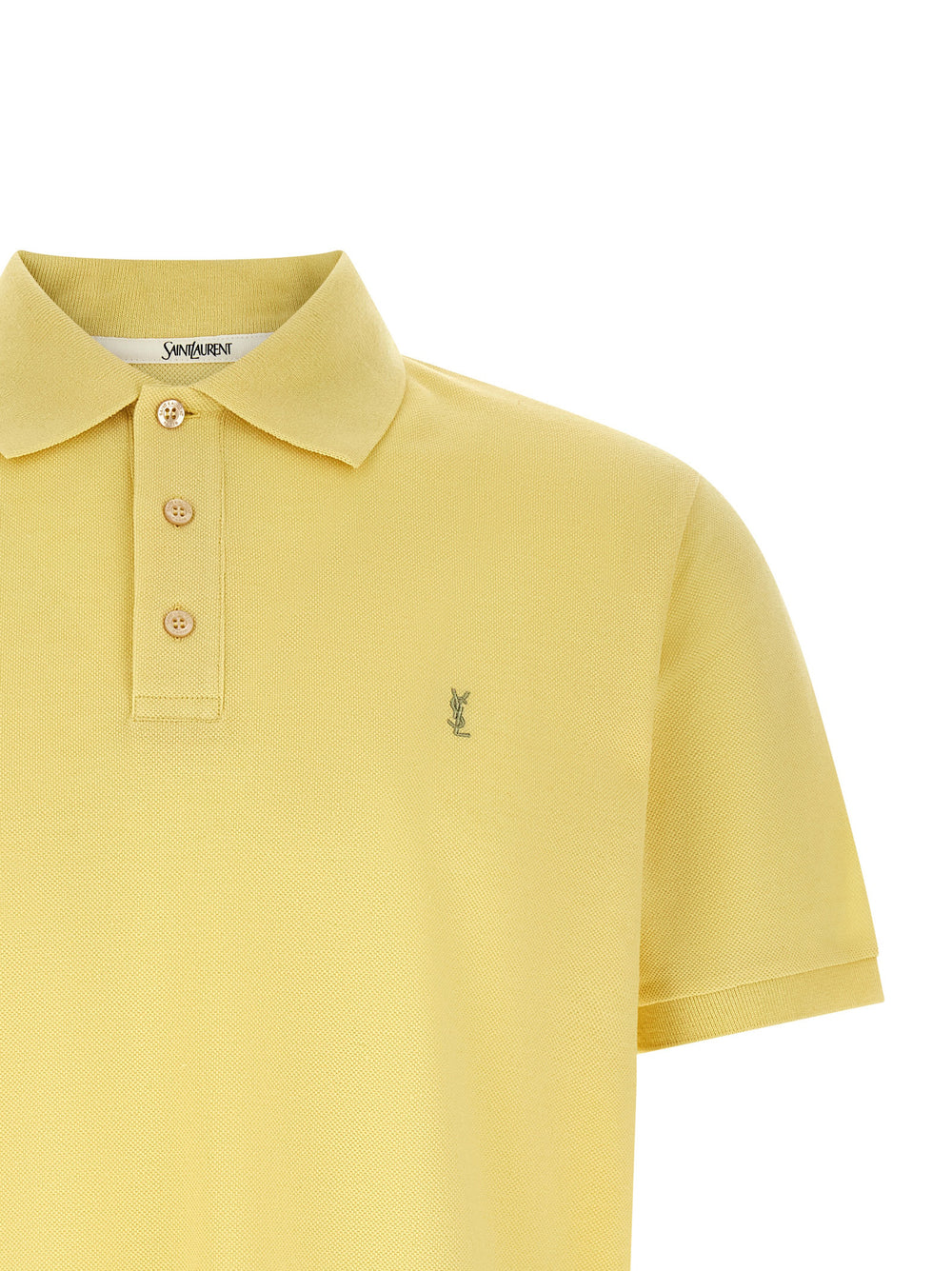 Saint Laurent Bicolour 100% Cotton Polo in Yellow
