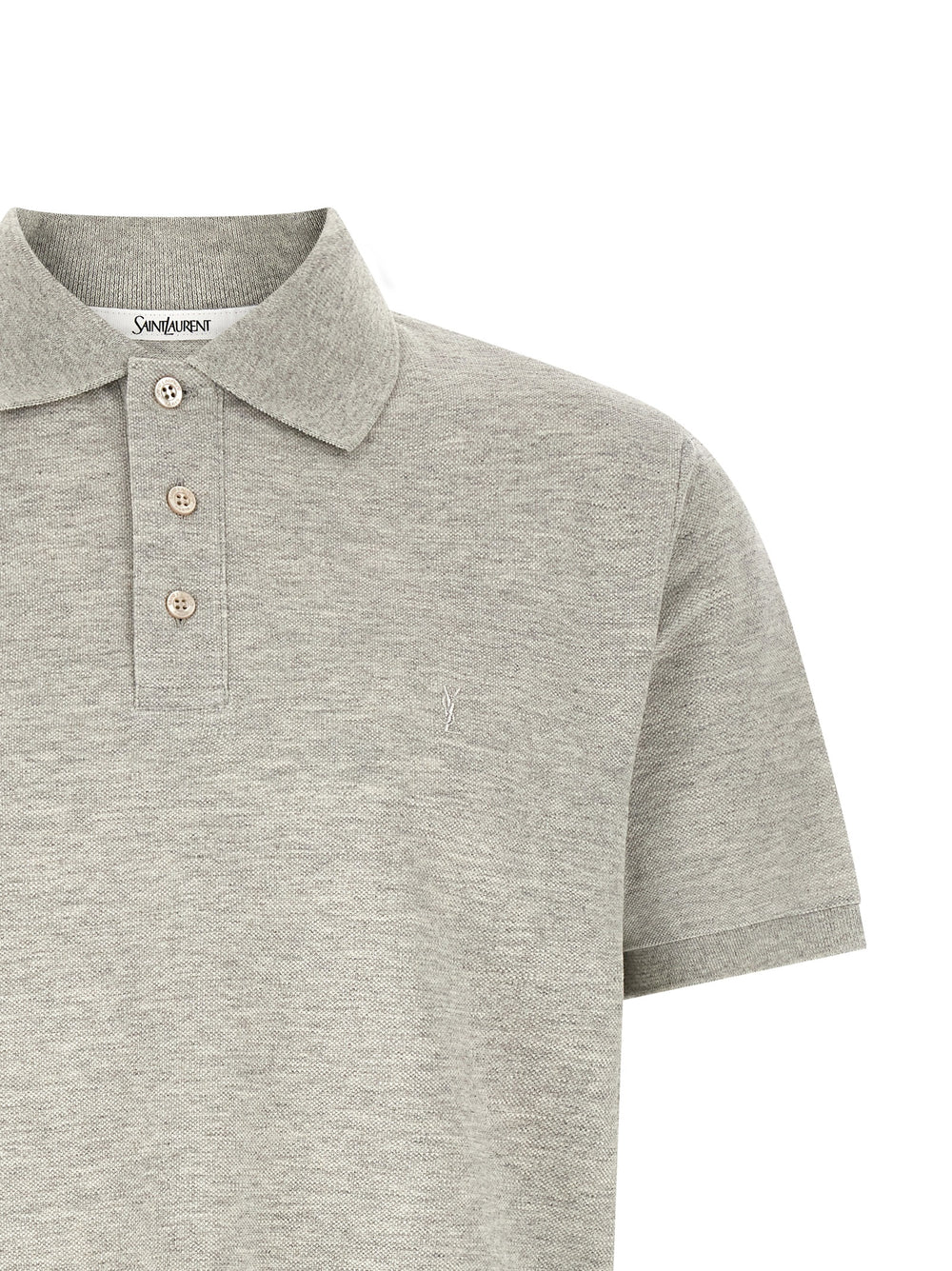 Saint Laurent Cotton Polo Shirt in Gray
