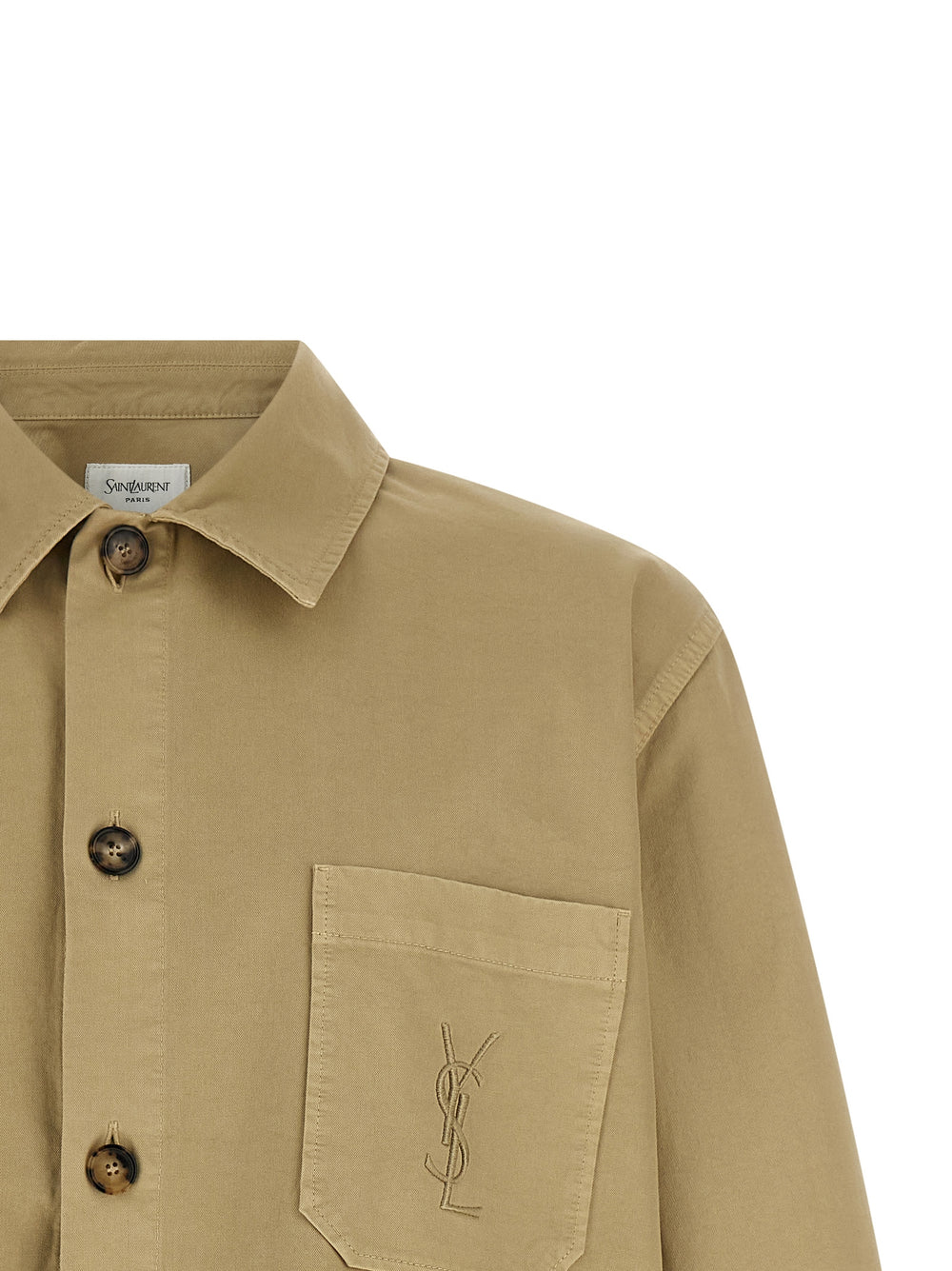 Saint Laurent 100% Cotton Overshirt in Beige