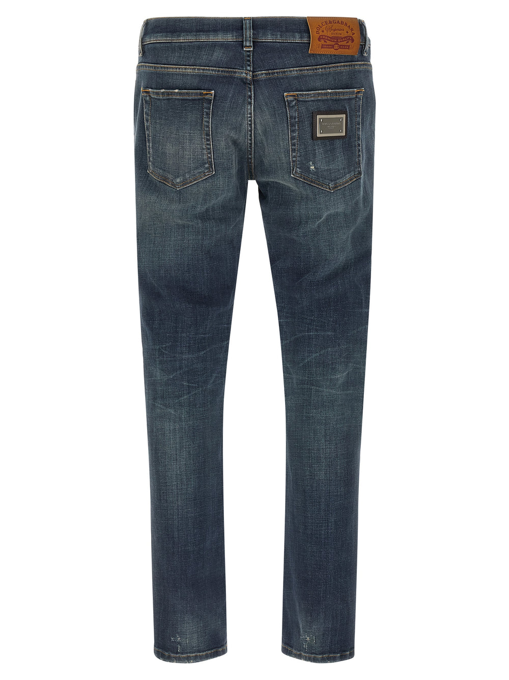 Blue Cotton Straight-Leg Jeans