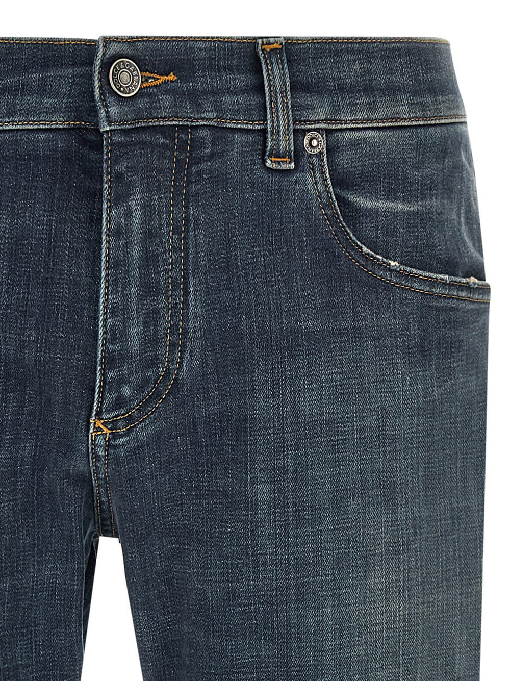 Blue Cotton Straight-Leg Jeans
