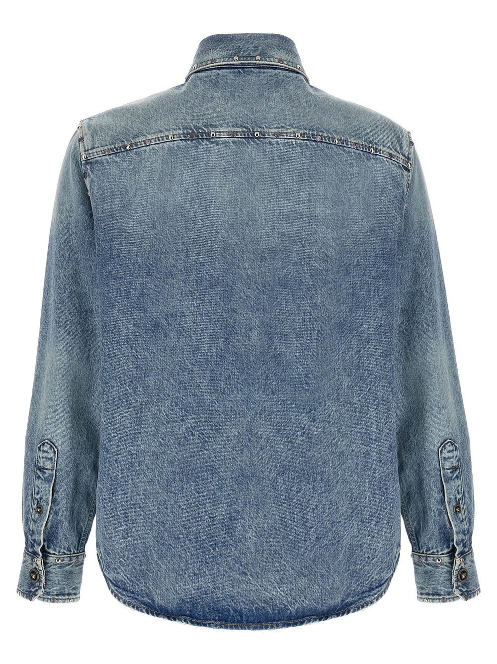Versace 100% Cotton Stonewashed Denim Shirt in Light Blue
