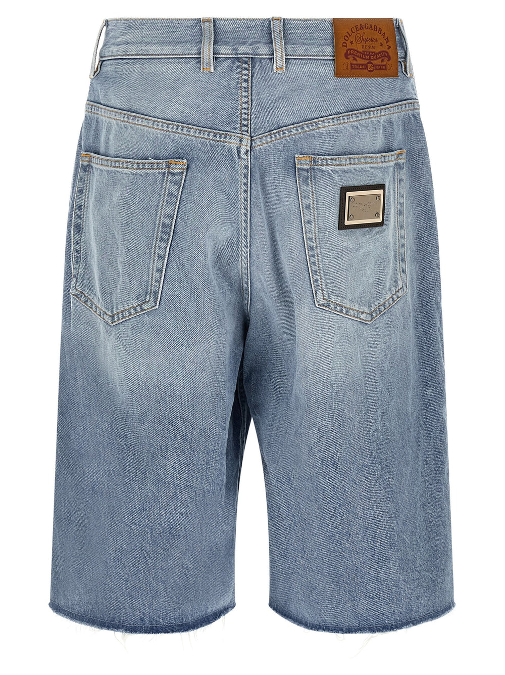 Dolce & Gabbana Cotton Denim Bermuda Shorts in Light Blue