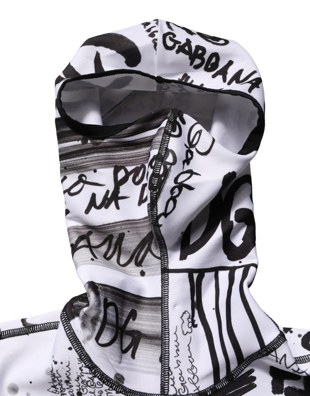White Jersey Graffiti Print Balaclava Hood Sweater mens luxury fashion - Mens Edit