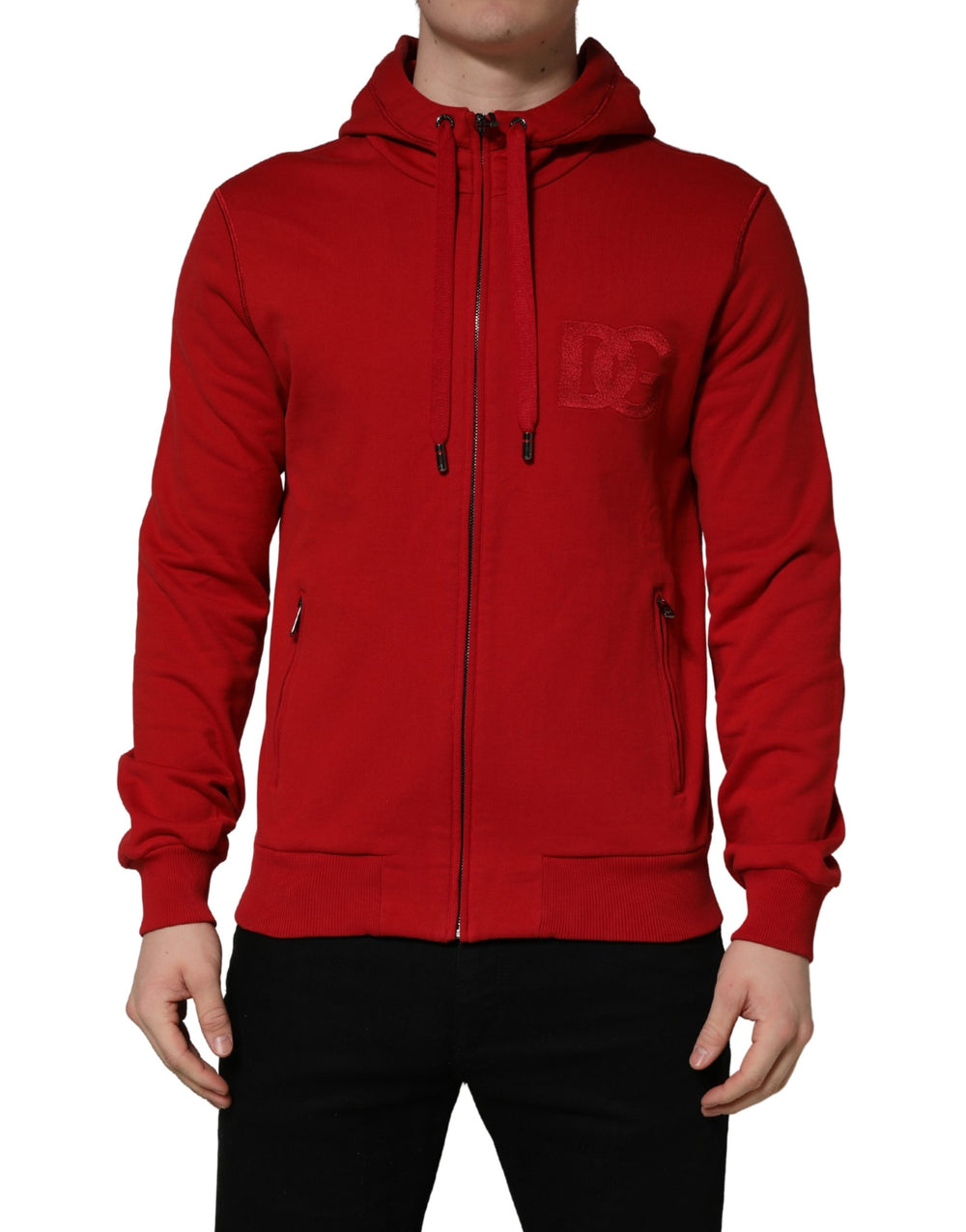 Dolce & Gabbana Cotton Hooded Full-Zip Sweater in Red