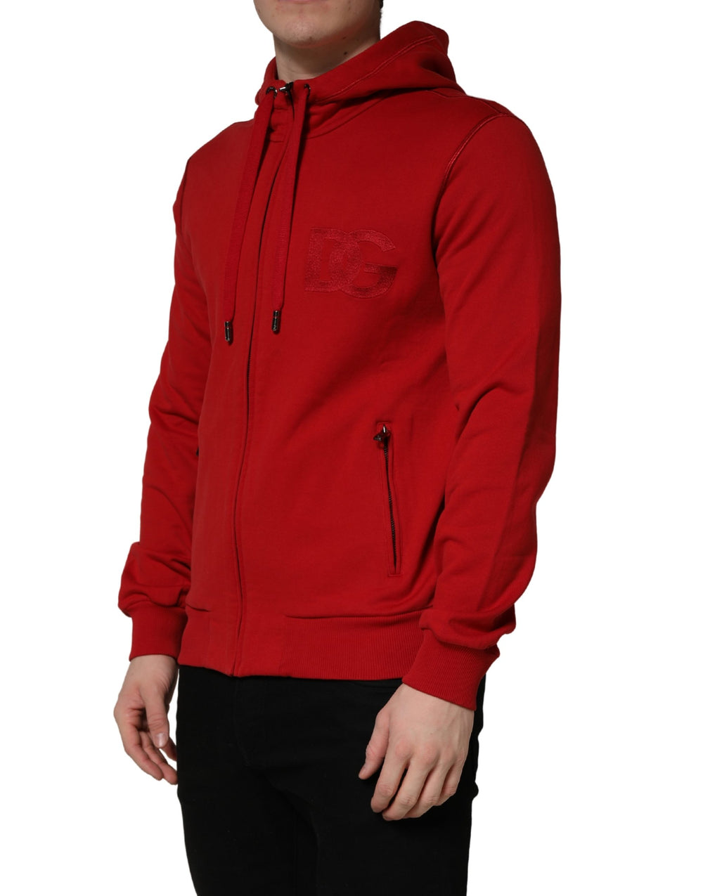 Dolce & Gabbana Cotton Hooded Full-Zip Sweater in Red