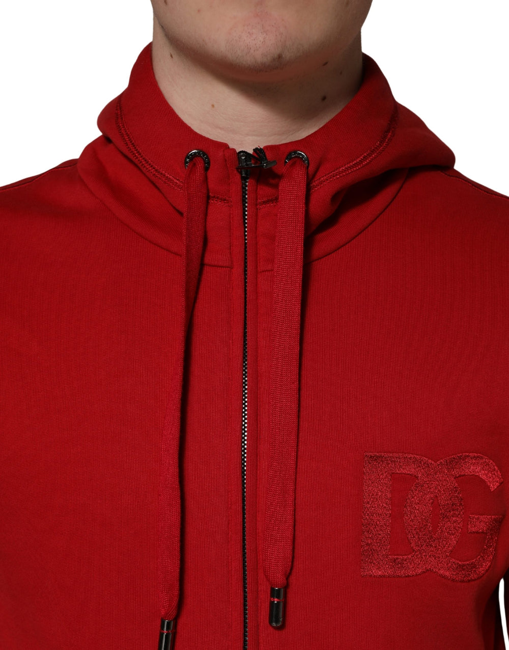 Dolce & Gabbana Cotton Hooded Full-Zip Sweater in Red