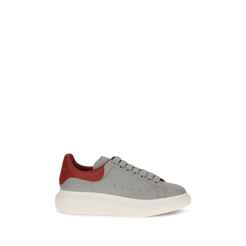 Alexander McQueen Calf Leather Platform Sneakers in Gray