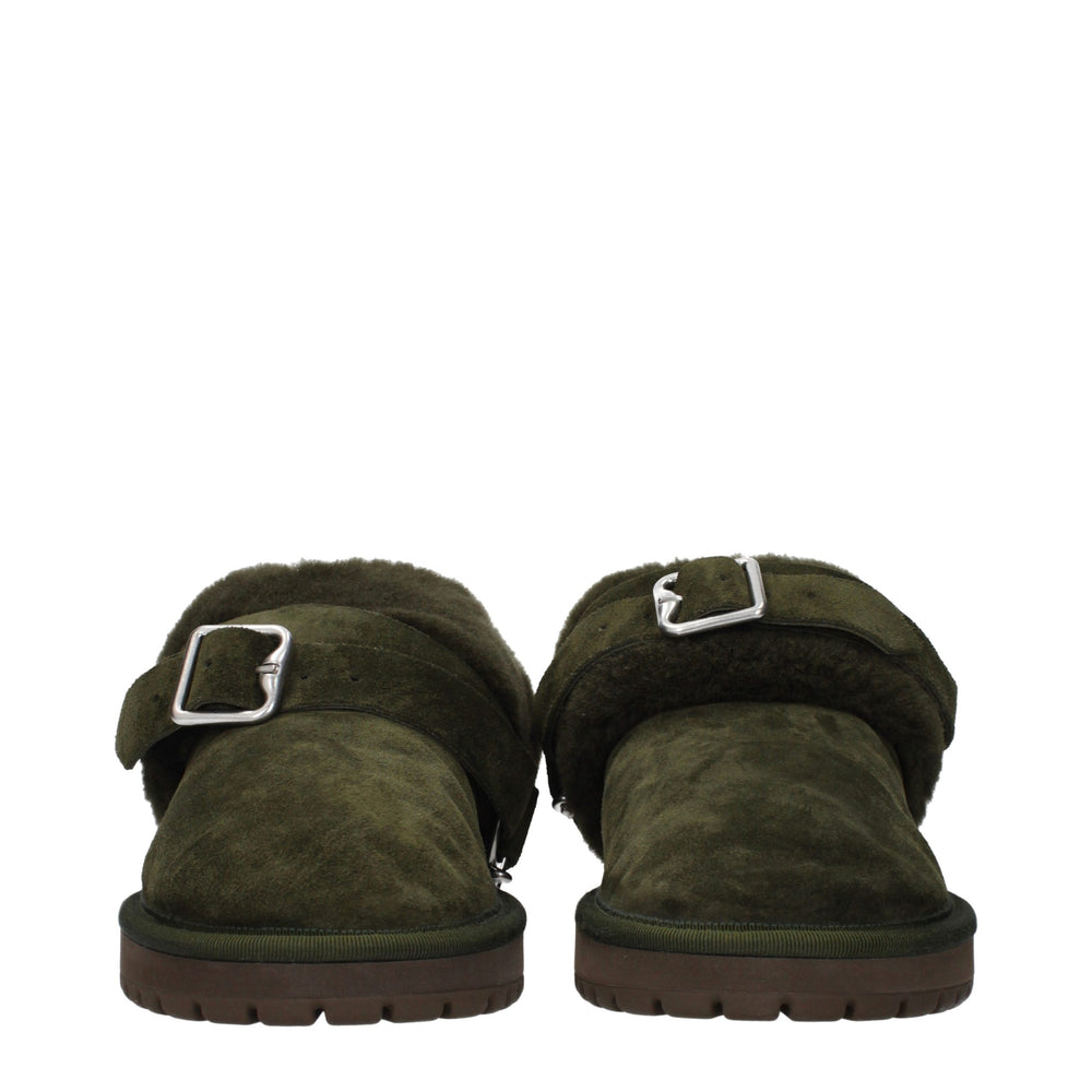 Burberry Suede Slippers in Green