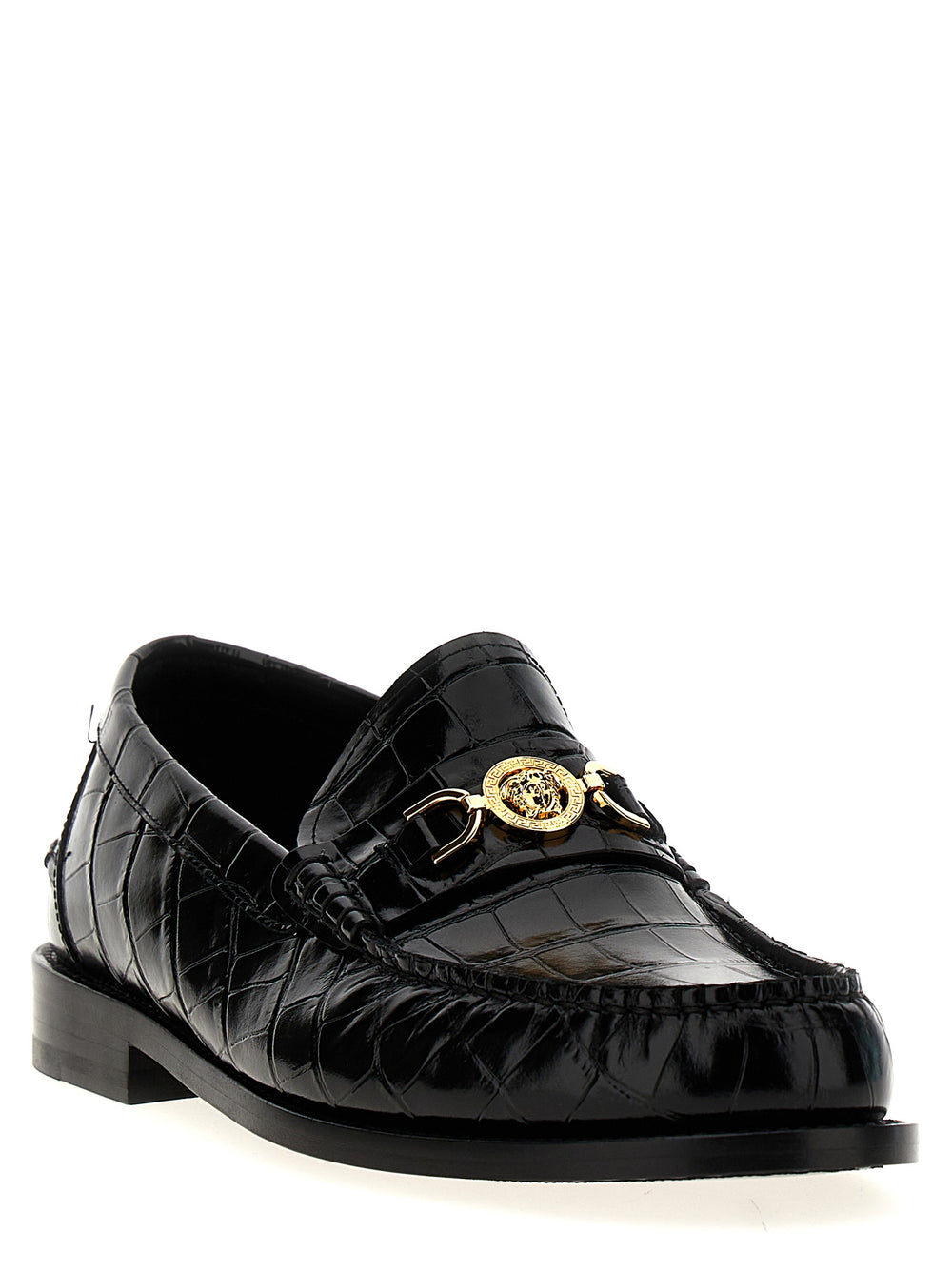 Versace Δερμάτινα Slip-On Loafers σε Μαύρο