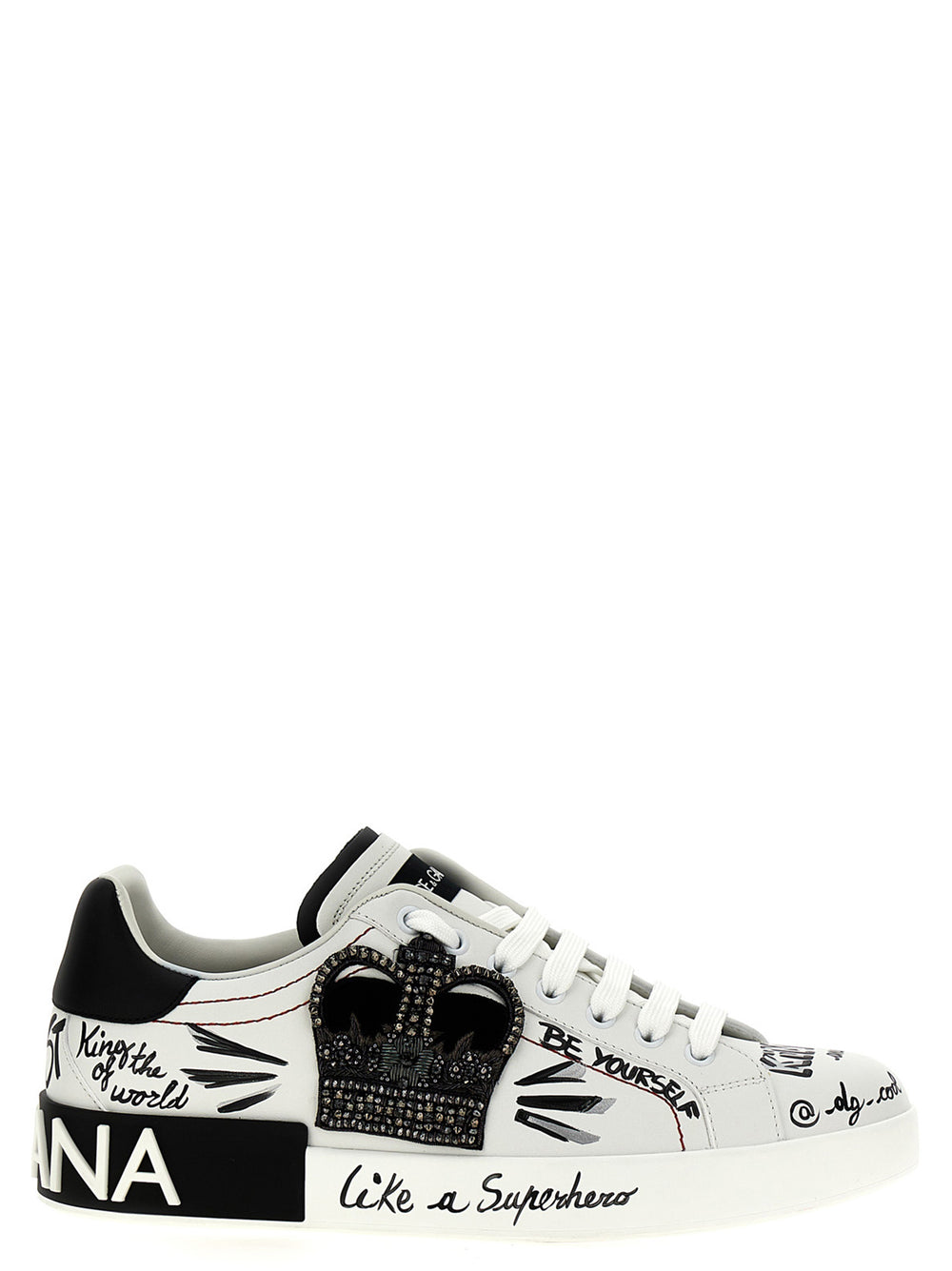 Dolce & Gabbana Bicolor Calfskin Sneakers in White/Black