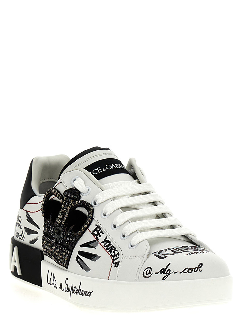 Dolce & Gabbana Bicolor Calfskin Sneakers in White/Black