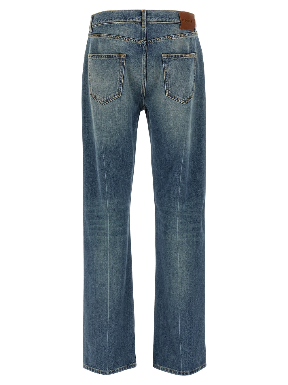 Blue Cotton Straight-Leg Jeans
