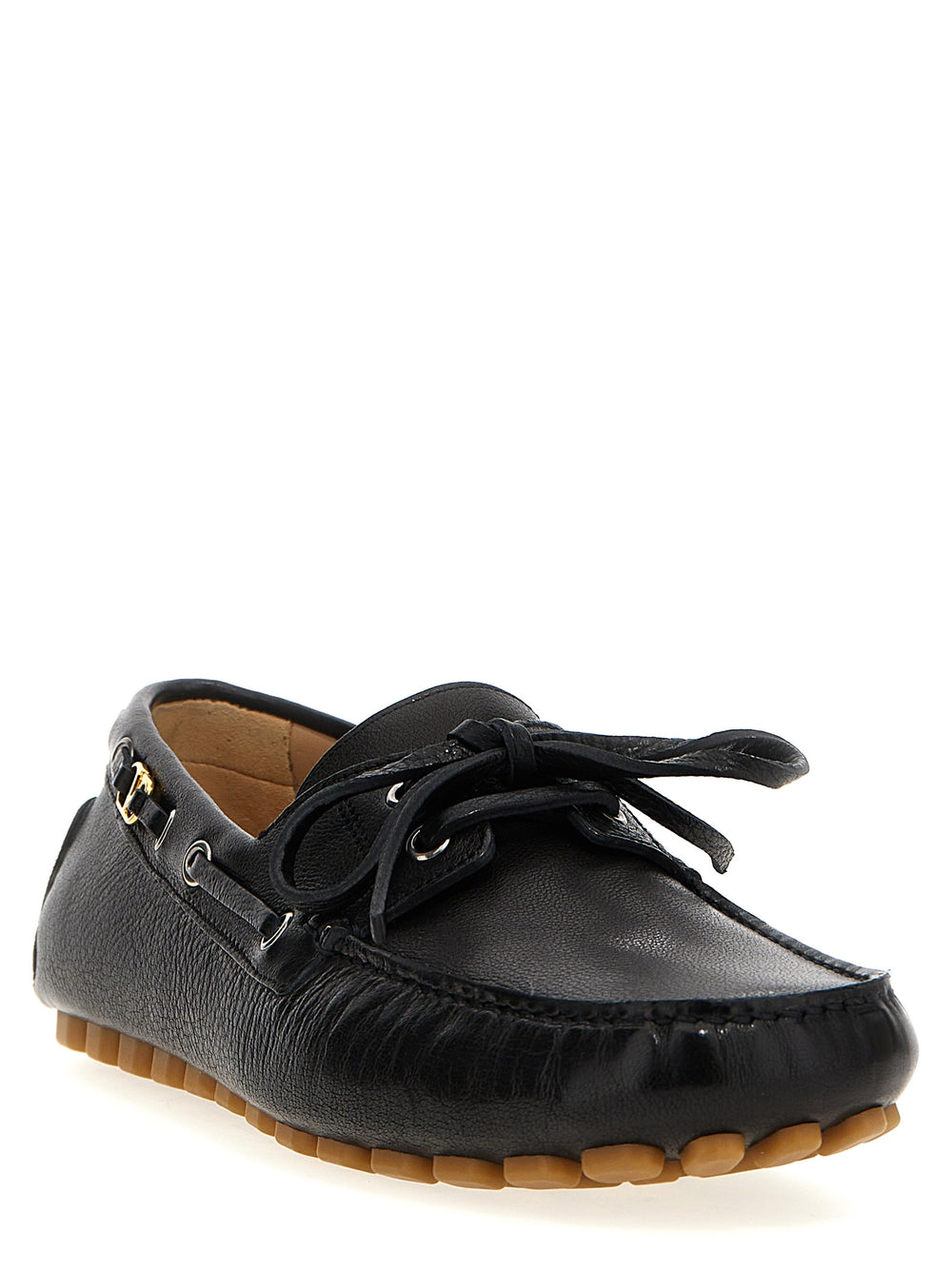 Valentino Garavani Buffalo Leather Slip-On Loafers in Black