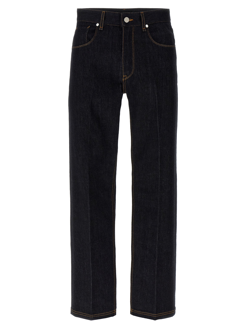 Blue Cotton Straight-Leg Jeans