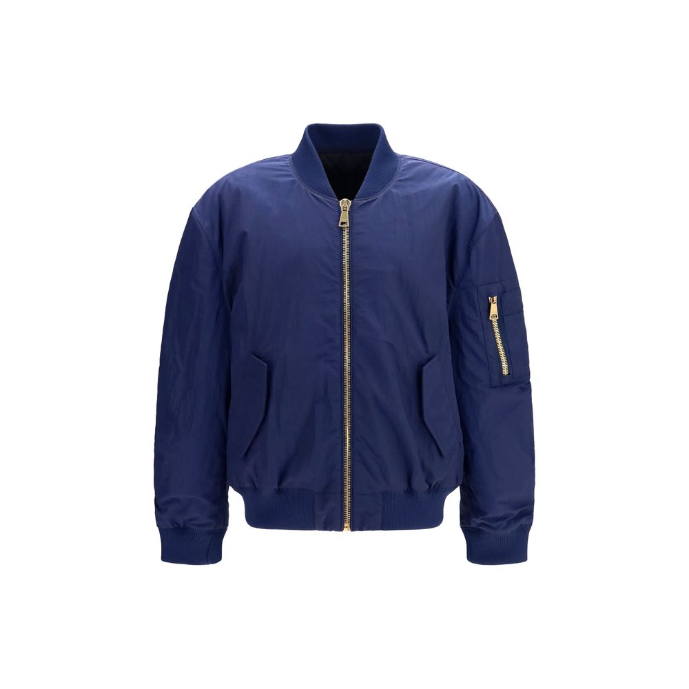 Balmain Recycled Polyamide Bomber Jacket in Blue mens luxury fashion - Mens Edit