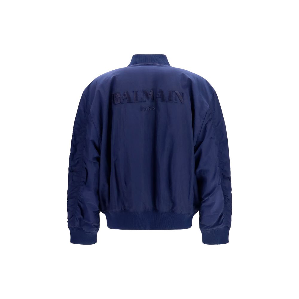 Balmain Bomber Jacket από ανακυκλωμένο πολυαμίδιο σε Μπλε