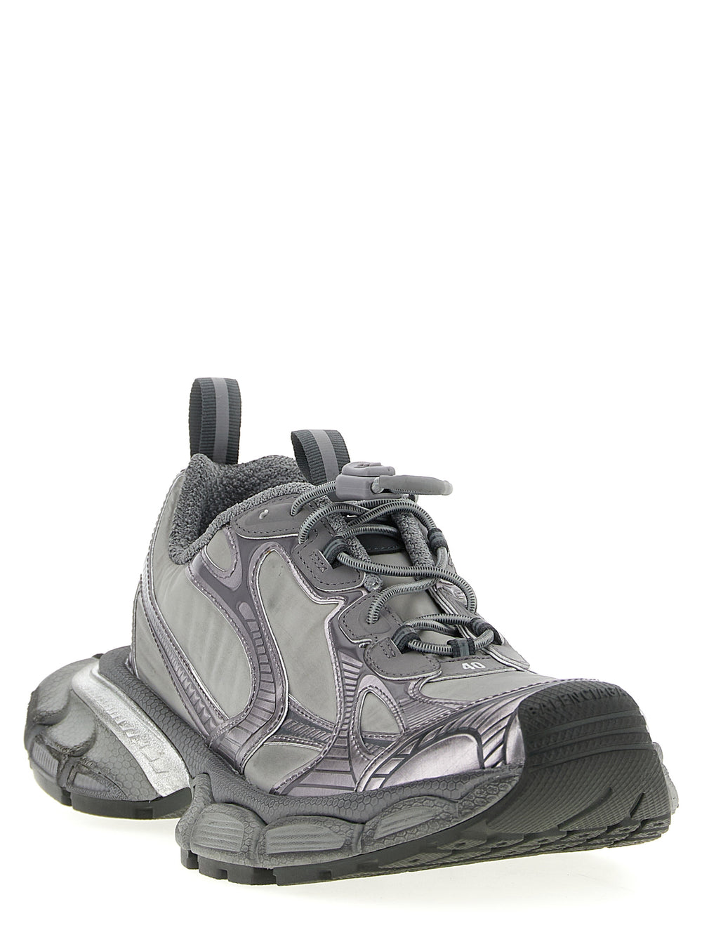 Gray Polyester Athletic Sneakers