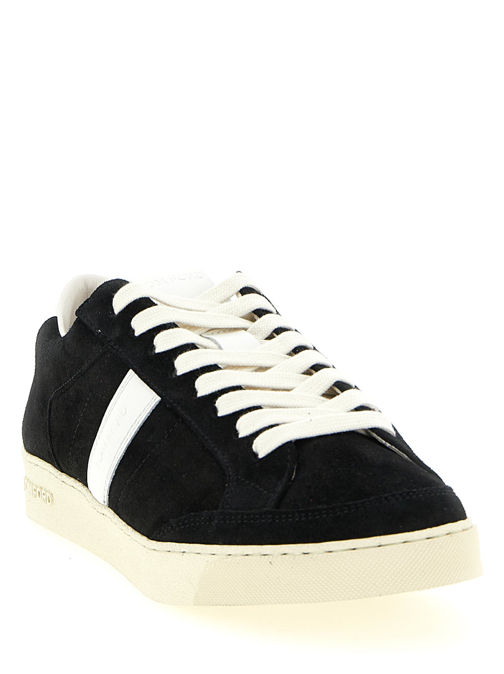 Tom Ford Bicolor Leather Low Top Sneakers in White and Black