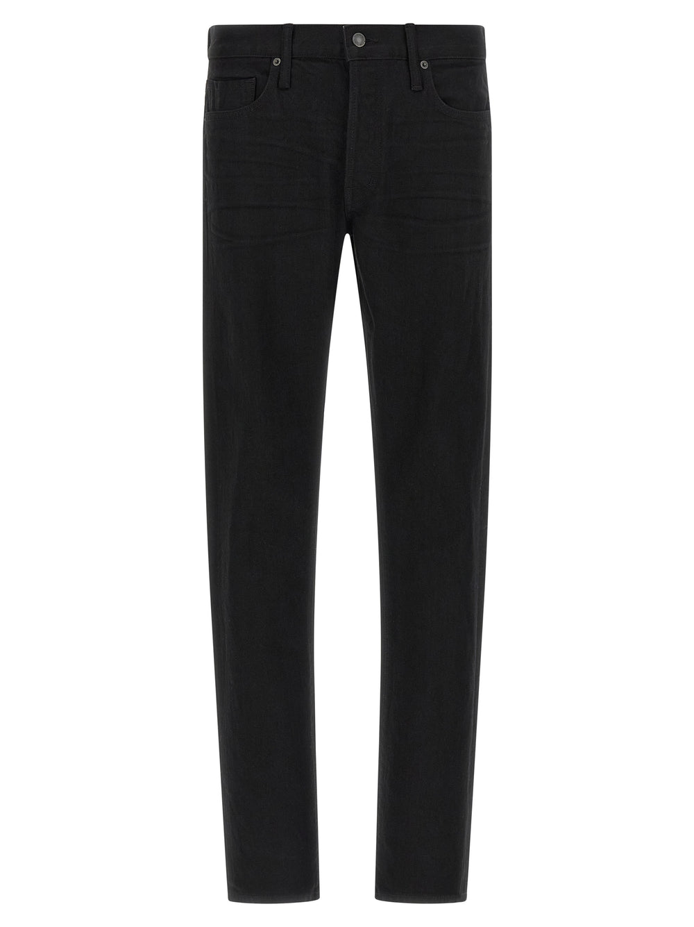 Black Cotton Straight-Leg Jeans