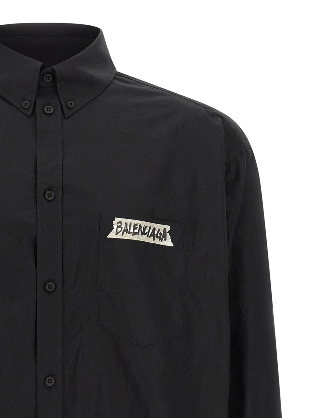 Balenciaga 100% Cotton Poplin Shirt in Black
