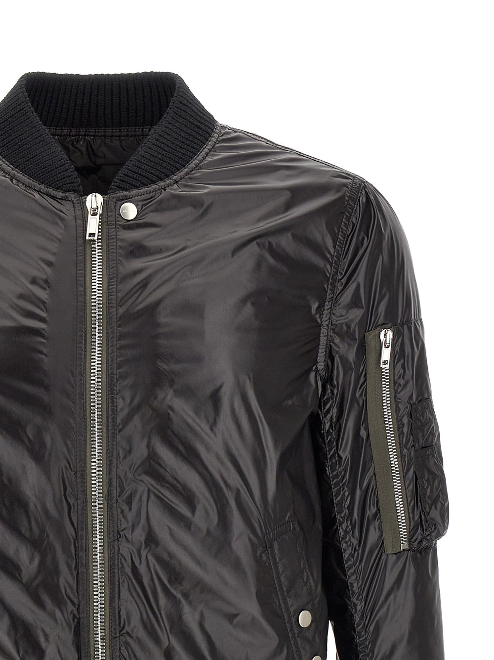 Black Nylon Bomber