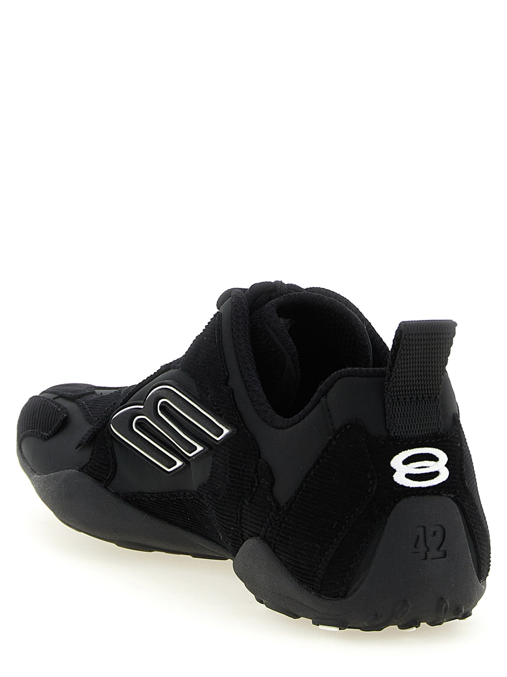 Black Polyester Athletic Sneakers