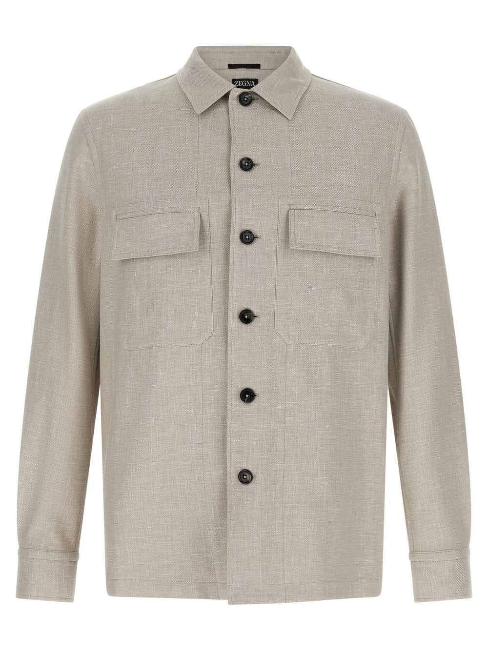 Zegna Linen-Blend Overshirt in Grey