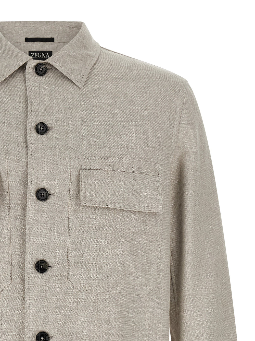 Zegna Linen-Blend Overshirt in Grey