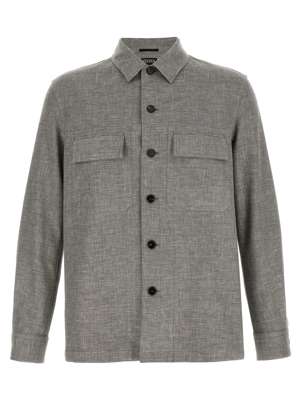 Zegna Linen, Wool and Silk Overshirt in Beige