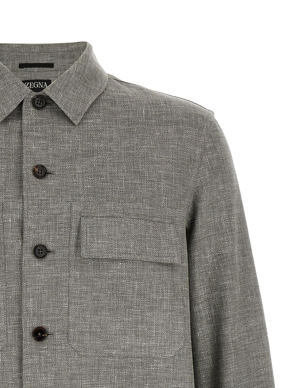 Zegna Linen, Wool and Silk Overshirt in Beige