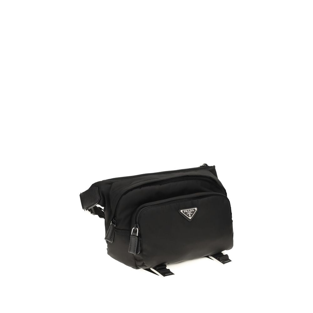 Prada Re-Nylon and Saffiano Shoulder Bag in Black