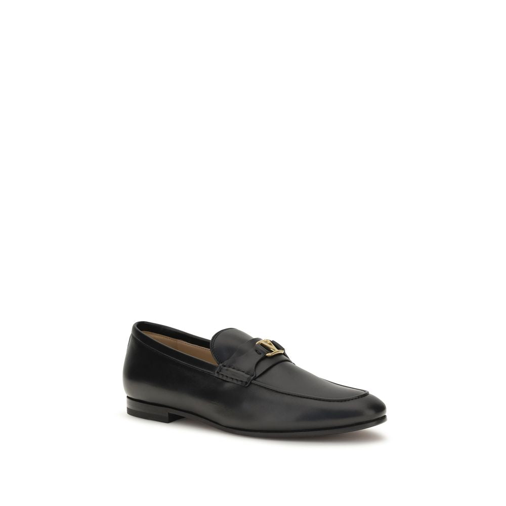 Valentino Garavani Calf Leather Slip-On Loafers in Black